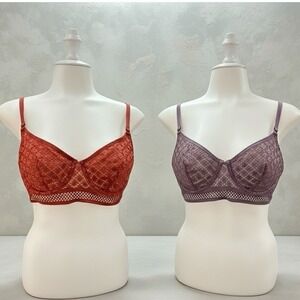 Adore Me Bra Bundle‎ Lot 36B Set Romantic Lace Underwire Bra Terracotta & Mauve